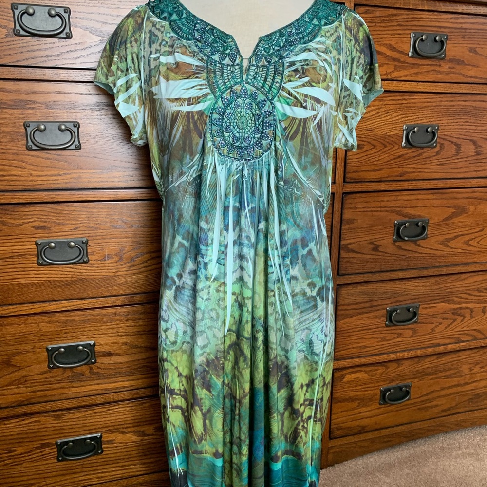 Teal Beaded Dress